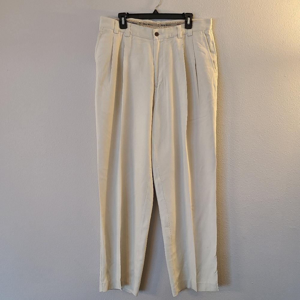 Tommy Bahama Cream Silk Pleated Trousers -Size 36